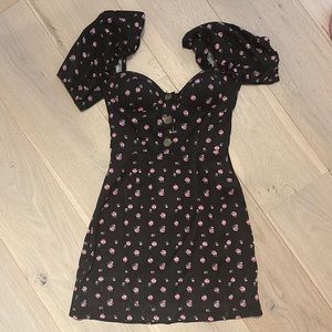 LPA puff sleeve black mini dress XS